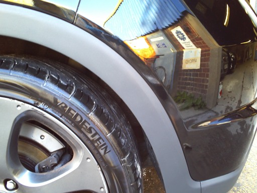  Honda Civic after repair work carried out by our fully trained and experienced technicians, repairing scuffs and scratches to plastic textured wheel arch and LH rear quarter panel